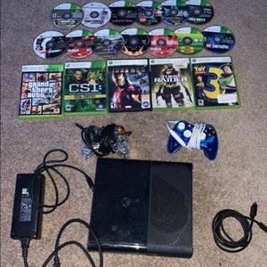 Xbox360 w/ 2 wired controllers 18 games+all cords